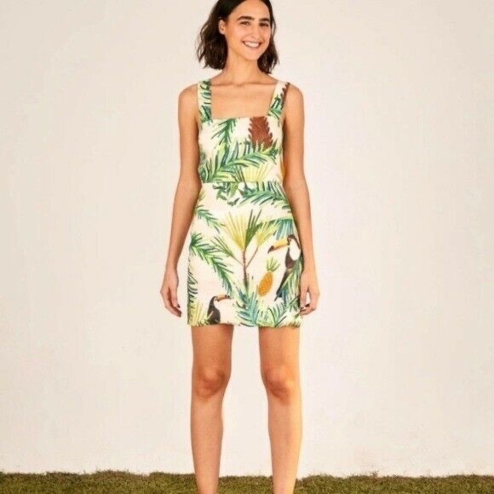 FARM Rio Tropical Toucan Mini Dress with a cute and sexy back detail